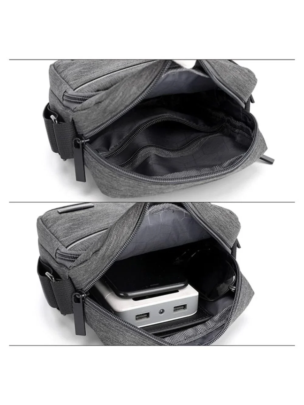 Canvas Crossbody Bag for Men, Small Shoulder Bag, Mini Messenger Bag with 4